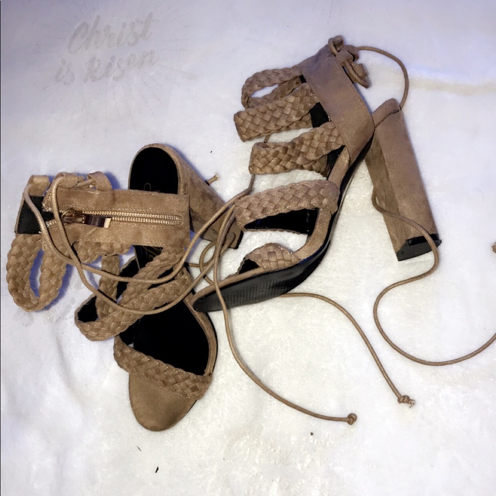 shoes with zipper and cords. Worn only once